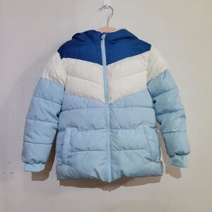 Swisstech Kids Size 5T Blue Colorblock Puffer Jacket with Sherpa Lining
